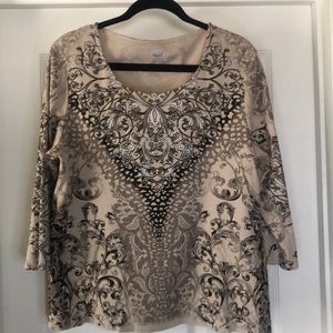 Chico’s Zenergy Top - Size 3 (XL) Tan/Black